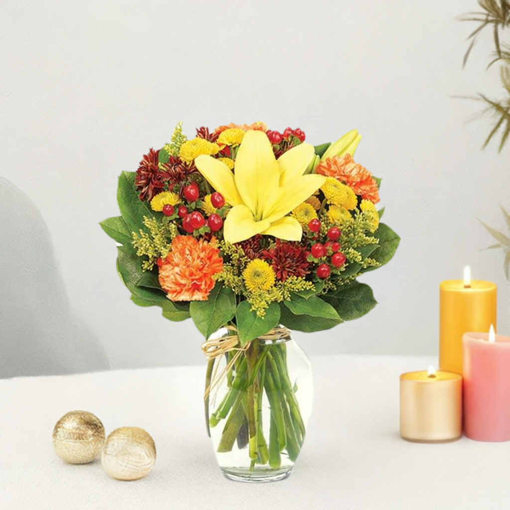 Spring flower with crystal vase