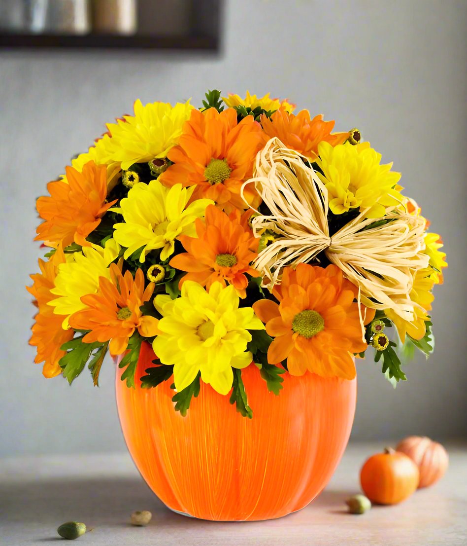 Pumpkin flower arrangement