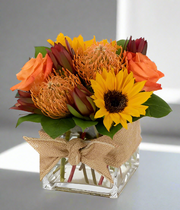 Fall flowers with cristal vase