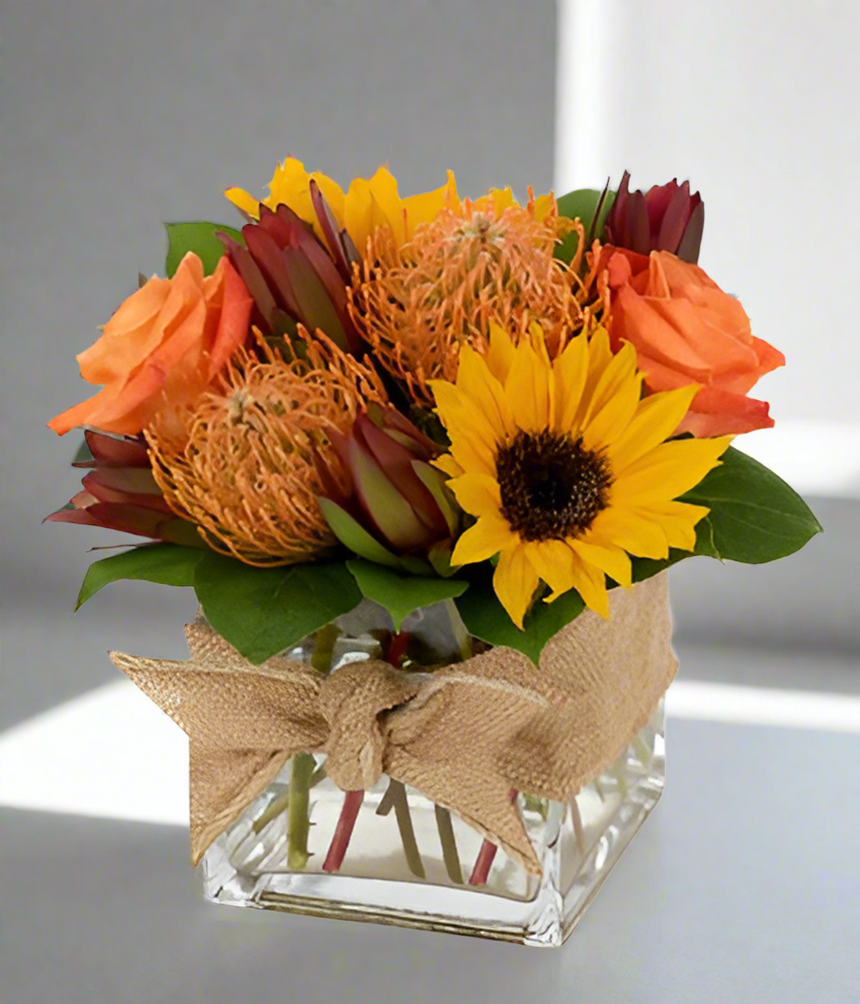 Fall flowers with cristal vase