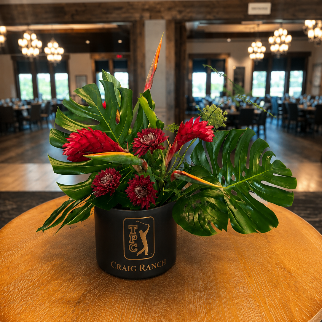 Weekly floral arrangement designed by Lilies Floral Design at TPC Craig Ranch in McKinney, Texas