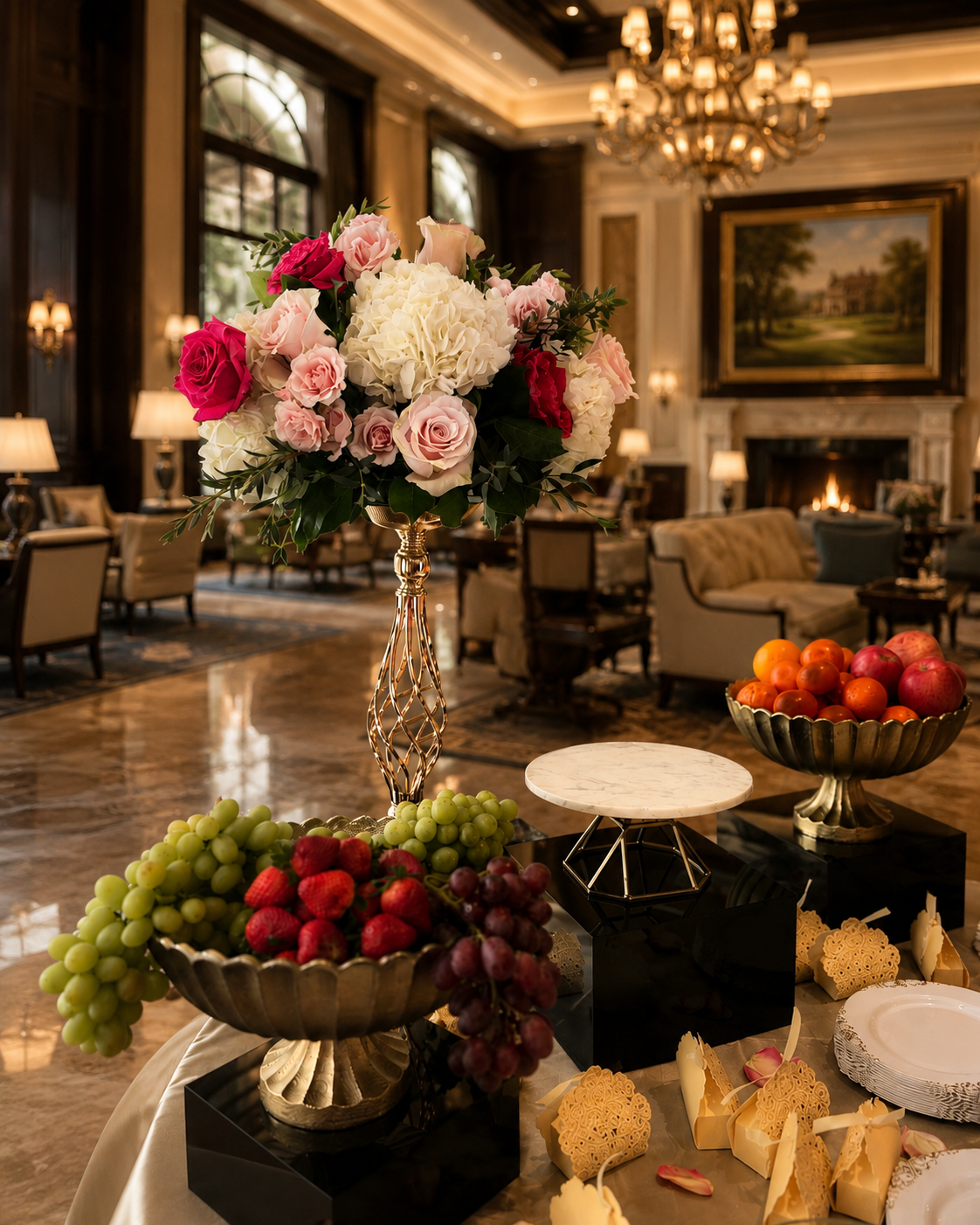 Luxury floral installation for private club events