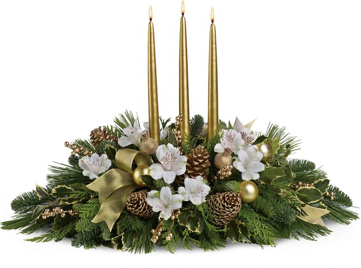 Green and gold candle centerpiece