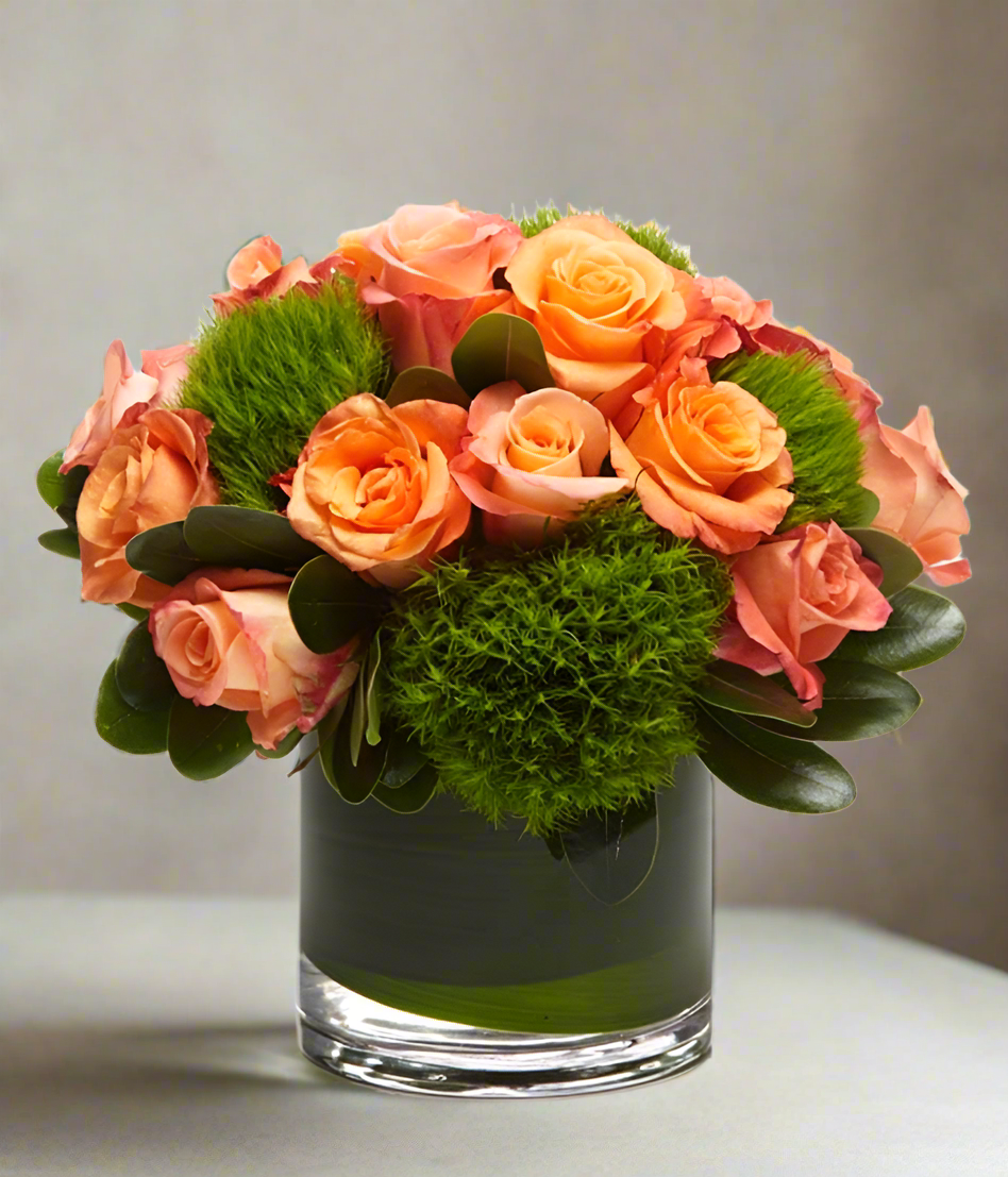 Orange roses in a vase