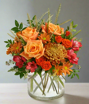 Rose bouquet in  ristal vase