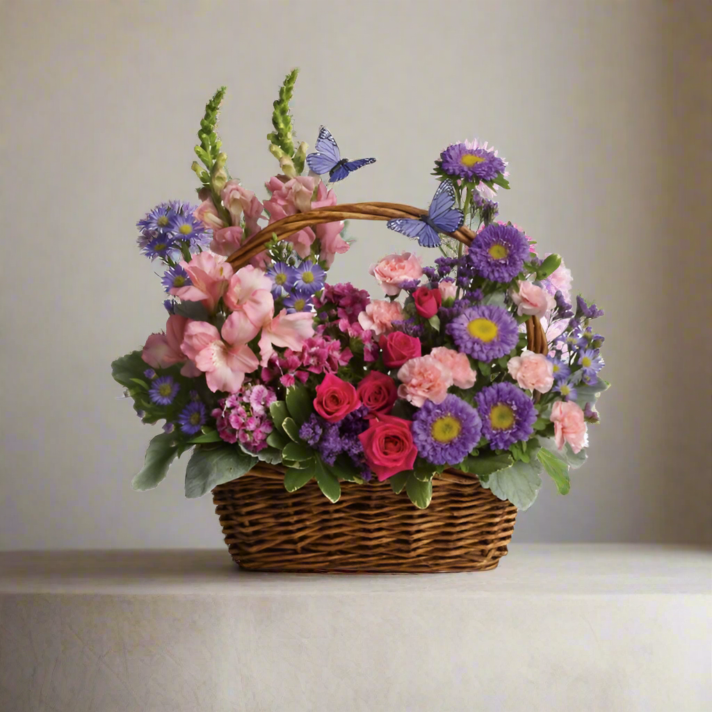 Spring basket with flowers 