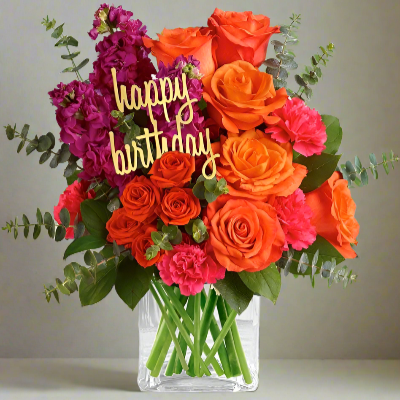 Orange birthday flowers