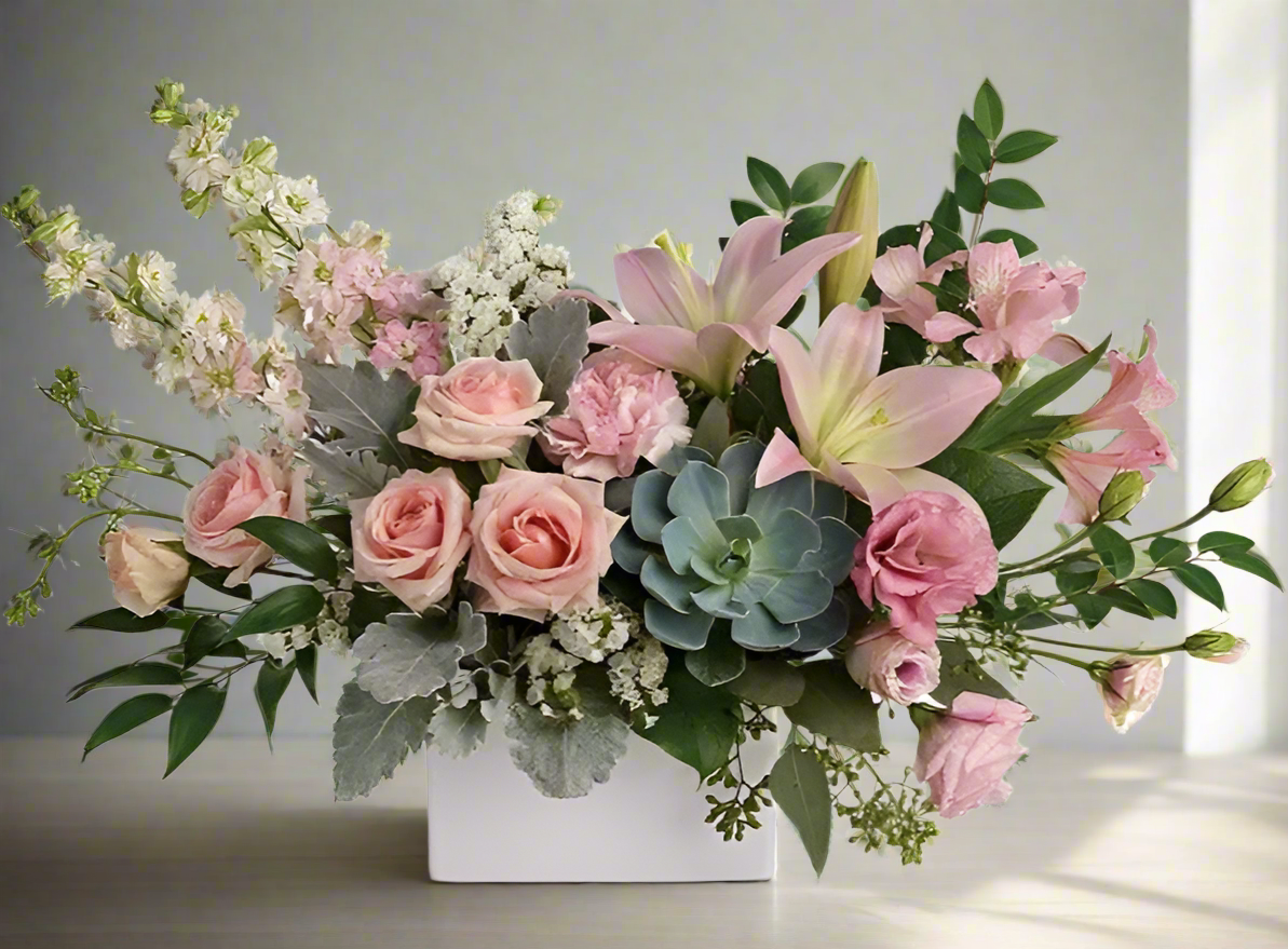 Modern Romance Succulent flower arrangement