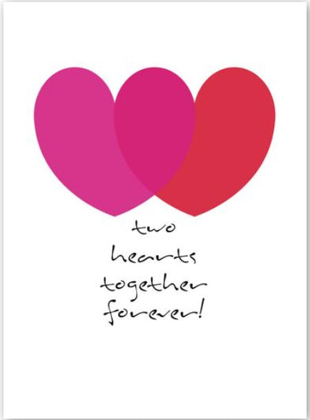 Valentine Card, Two hearts together 