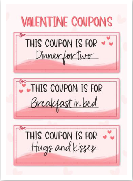 Valentine Card, coupons