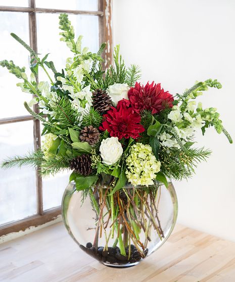 Winter Bowl Flower Arrangement