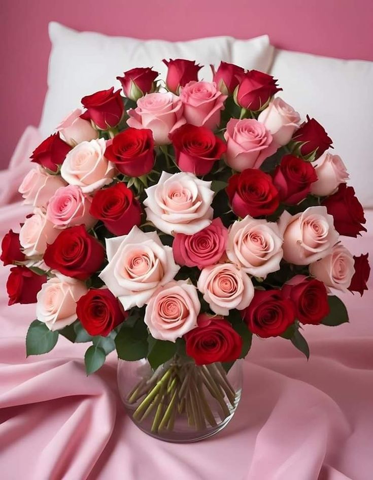Premium Red & Pink Roses flower arrangement / BEST SELLER