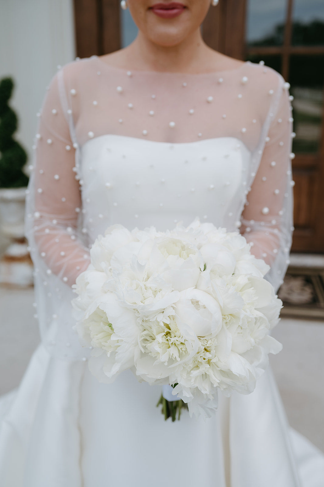 luxury white peony bridal bouquet wedding flowers Dallas Texas