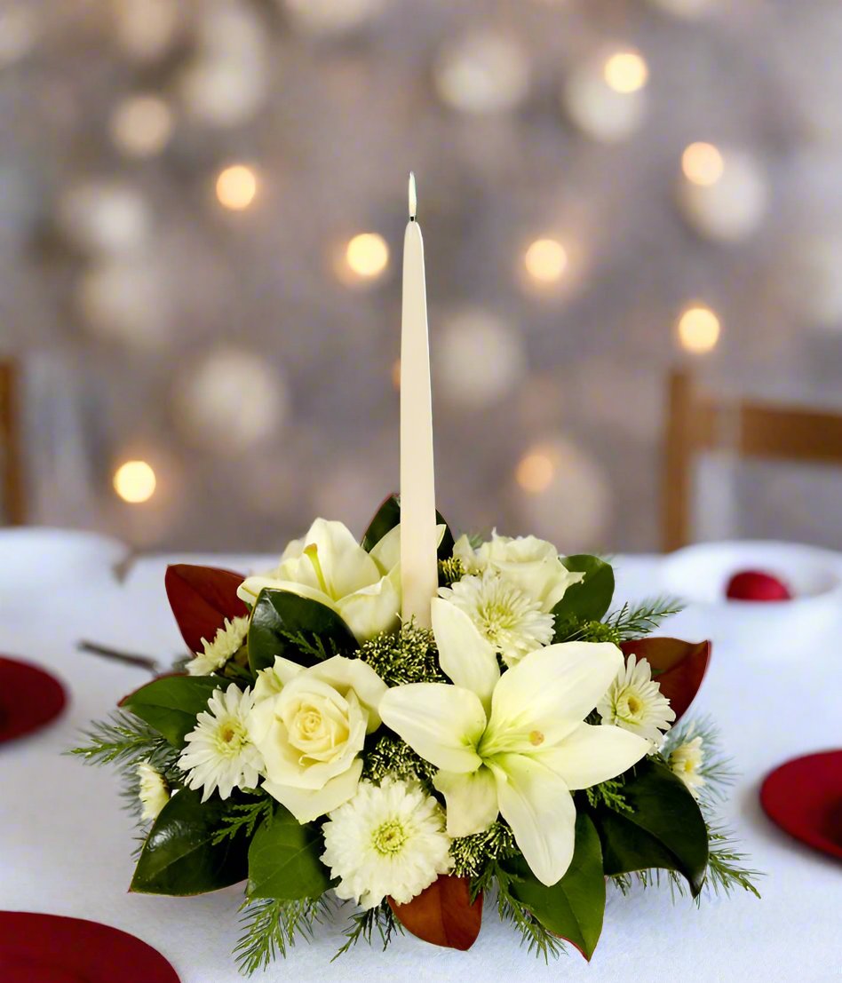 White Lily Christmas Centerpiece