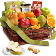Classic Fresh Fruit Basket Gift with Crackers, Cheese and Nuts