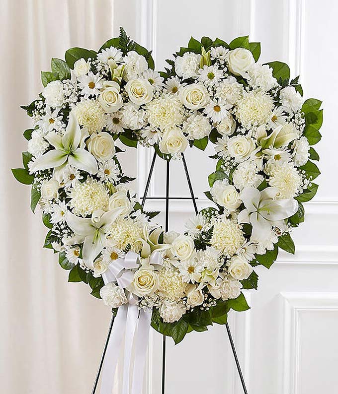 White Standing Open Heart sympathy , memorial service, delivery McKinney, Frisco, Prosper Tx